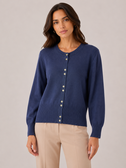 RIBBED BUTTON CARDIGAN