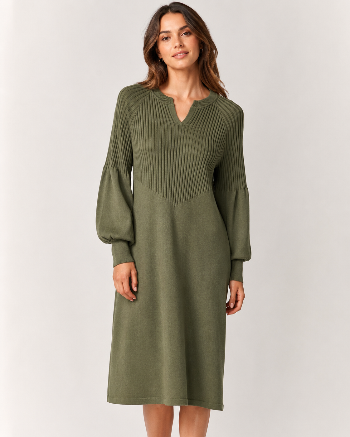 LONG SLEEVE RIBBED DRESS