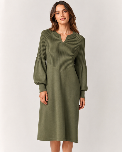LONG SLEEVE RIBBED DRESS