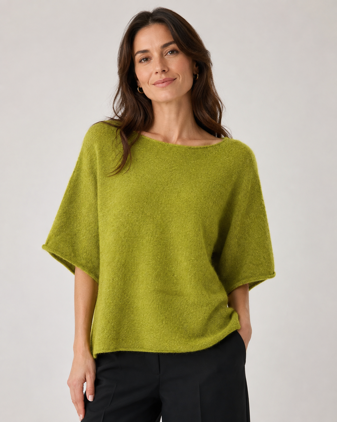 WOOL BLEND HALF SLEEVE JUMPER
