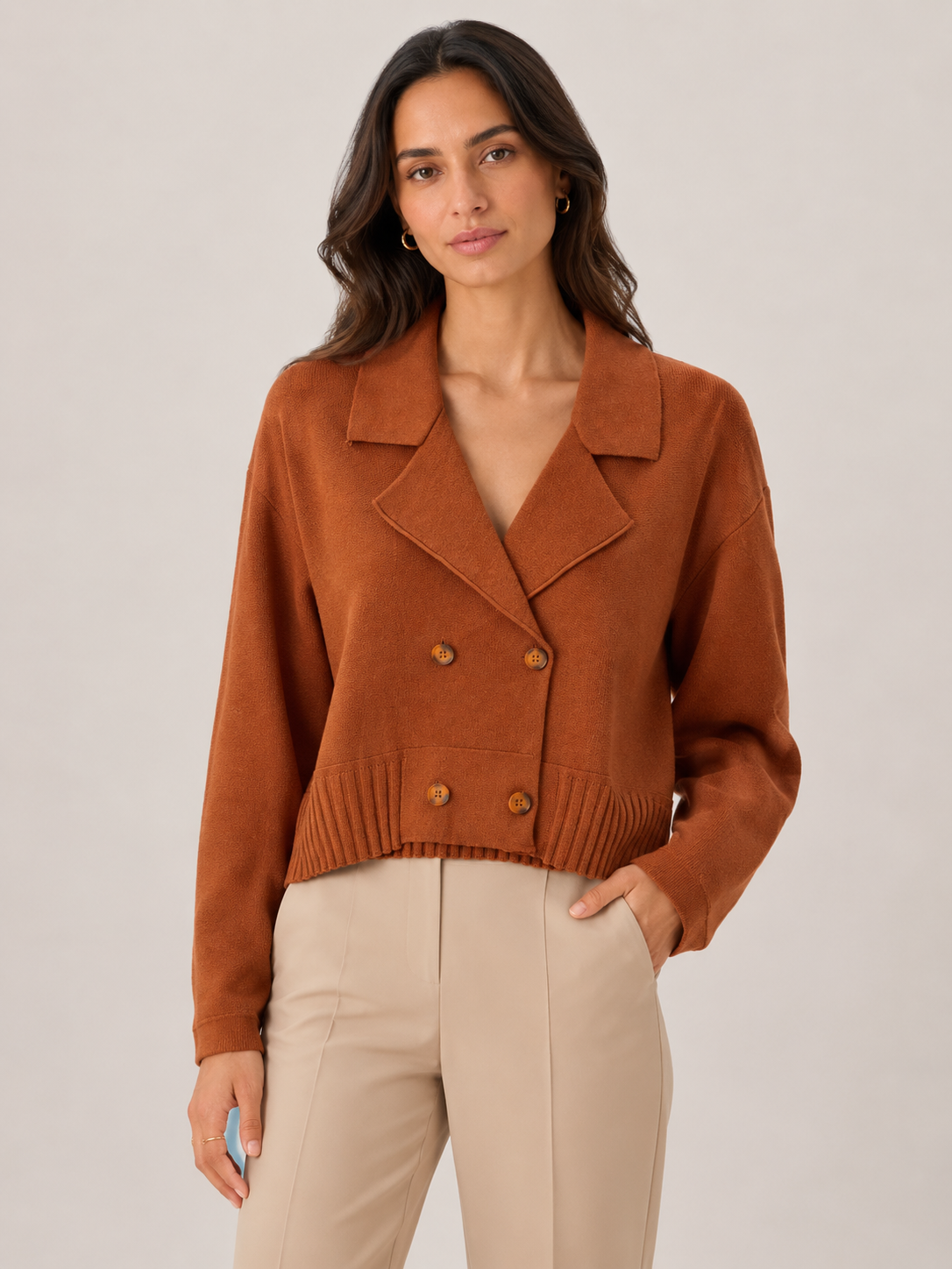 DOUBLE BREASTED KNITTED JACKET