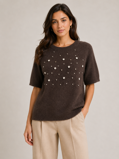 SCOOP DIAMOND HALF SLEEVE JUMPER