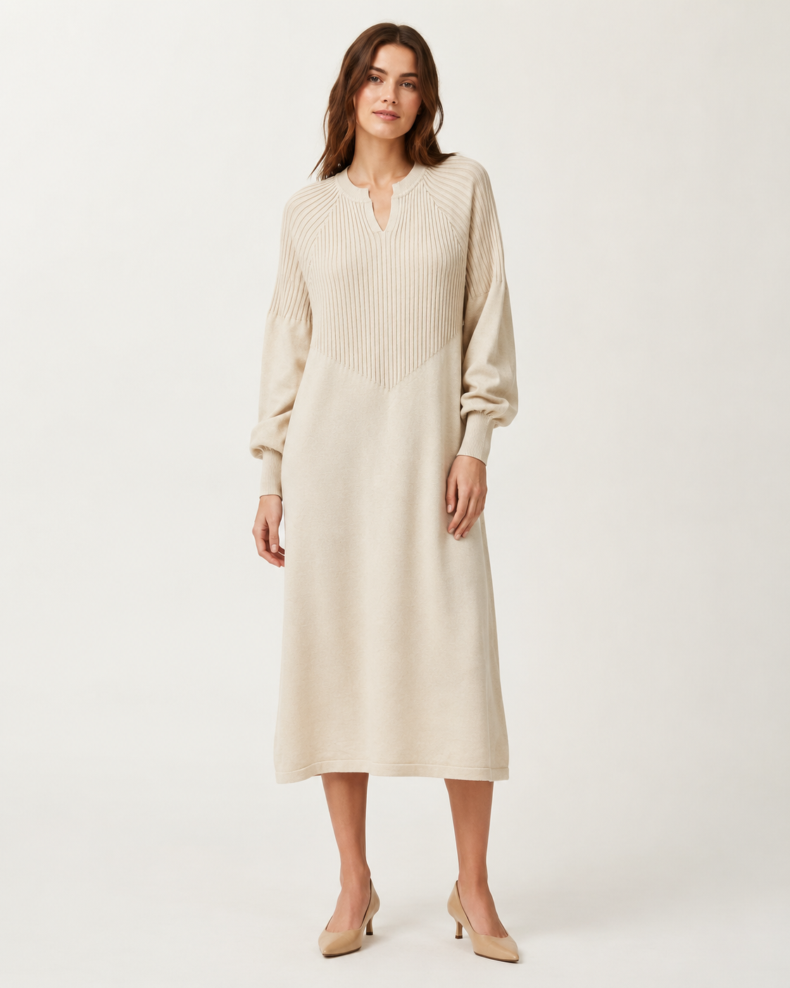 LONG SLEEVE RIBBED DRESS