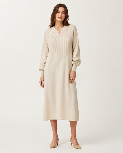 LONG SLEEVE RIBBED DRESS