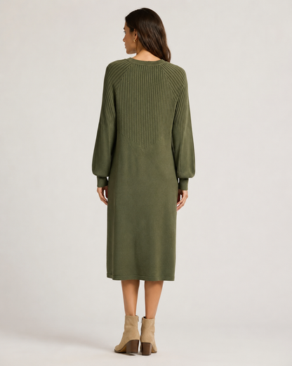 LONG SLEEVE RIBBED DRESS