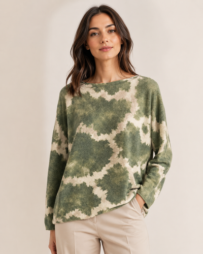 ABSTRACT PRINT SCOOP NECK JUMPER
