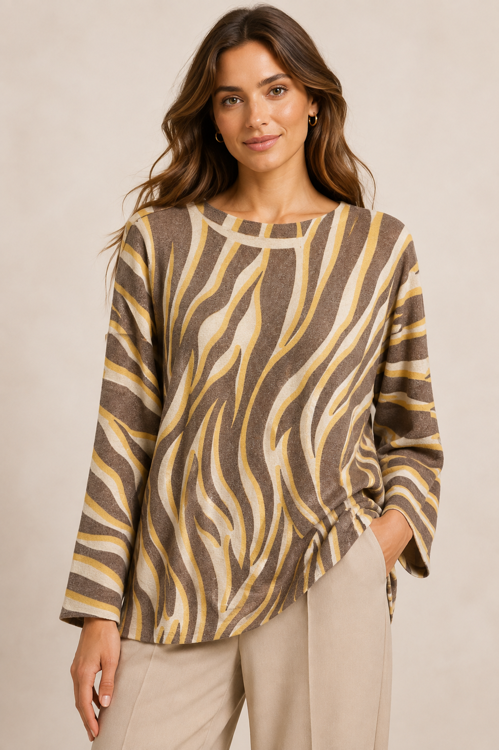 ZEBRA PRINT SCOOP NECK JUMPER