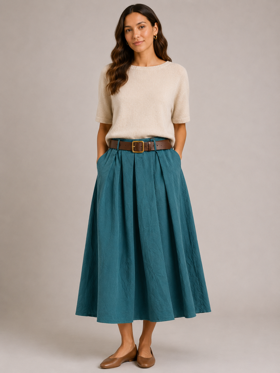 NEEDLECORD BELTED SKIRT