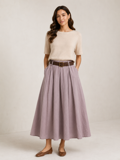 NEEDLECORD BELTED SKIRT