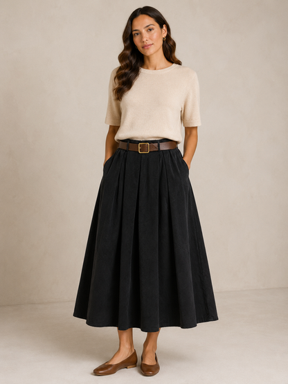 NEEDLECORD BELTED SKIRT