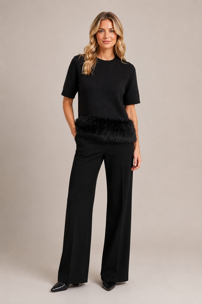 FUR BOTTOM SCOOP JUMPER