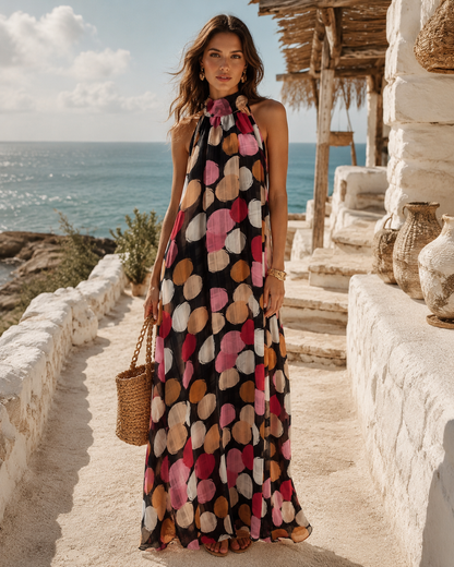 PRINTED TIE BACK DRESS