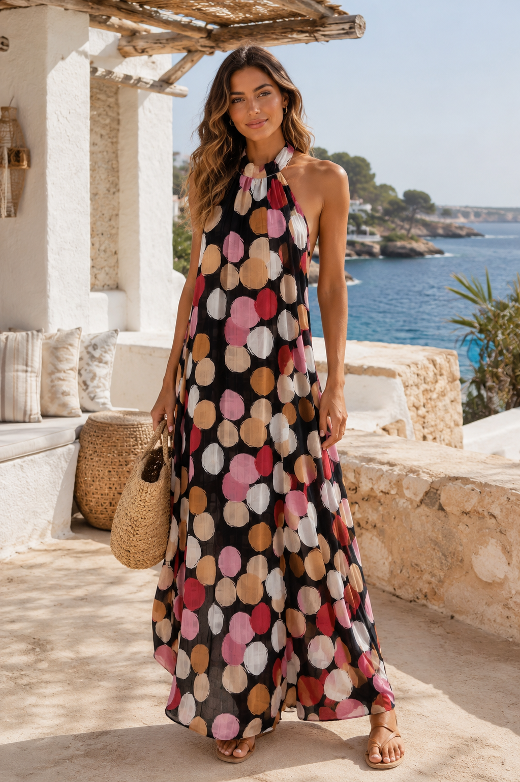 PRINTED TIE BACK DRESS