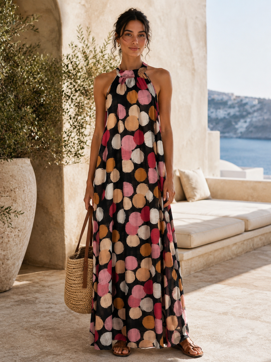 PRINTED TIE BACK DRESS
