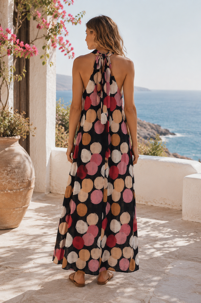 PRINTED TIE BACK DRESS
