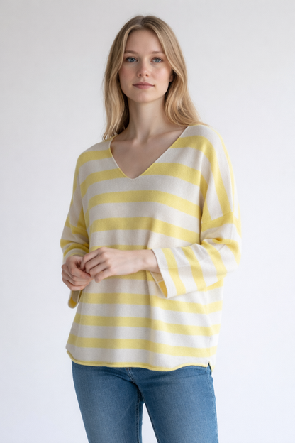 STRIPED V-NECK JUMPER