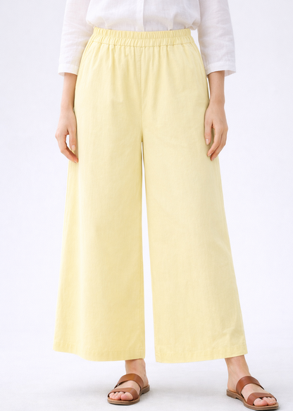 ELASTICATED WAIST BARREL WIDE LEG TROUSERS