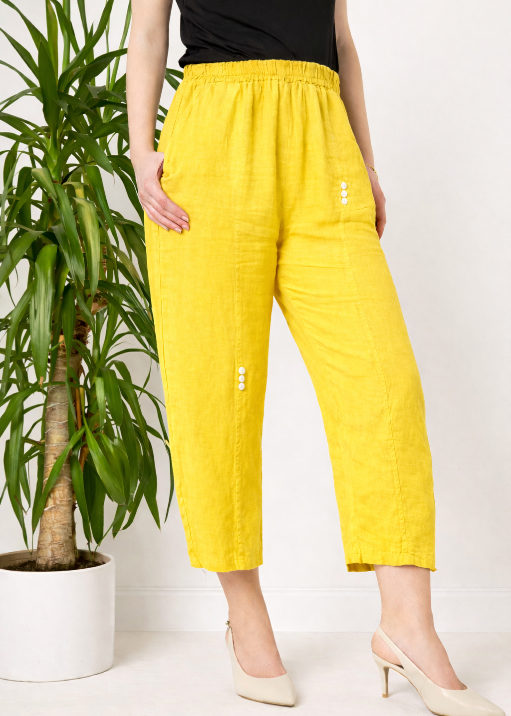 SIX BUTTON LINEN TROUSERS [PK-3]