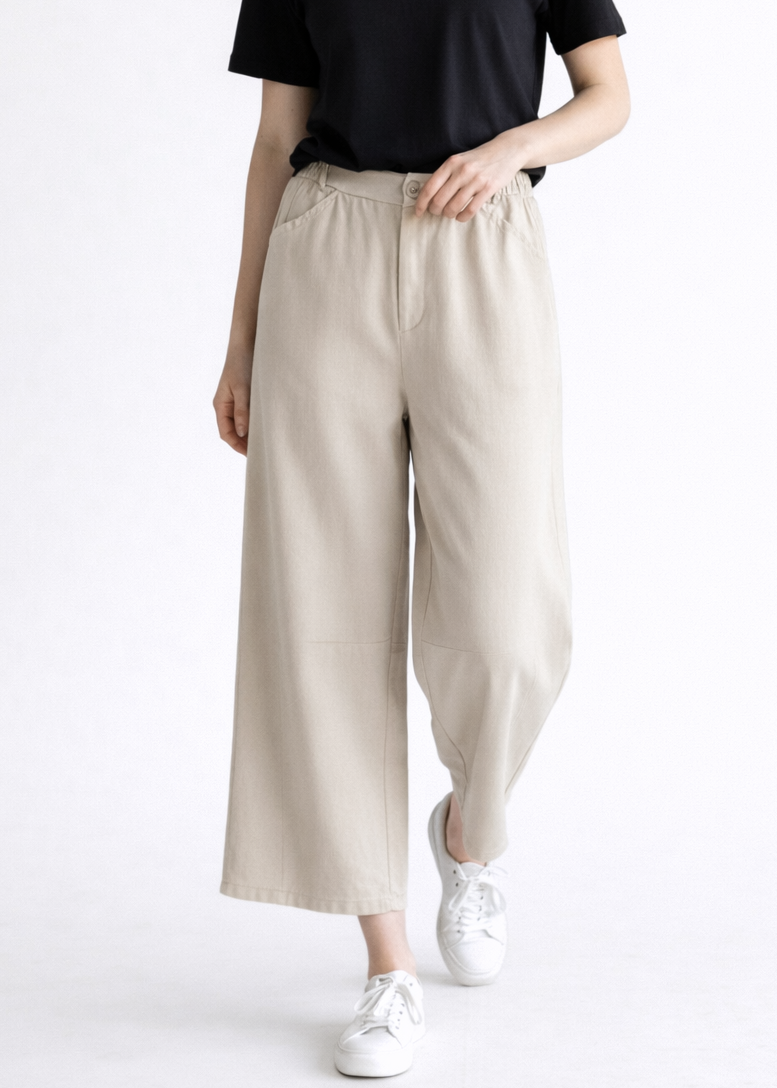 BARREL LEG COTTON TROUSER