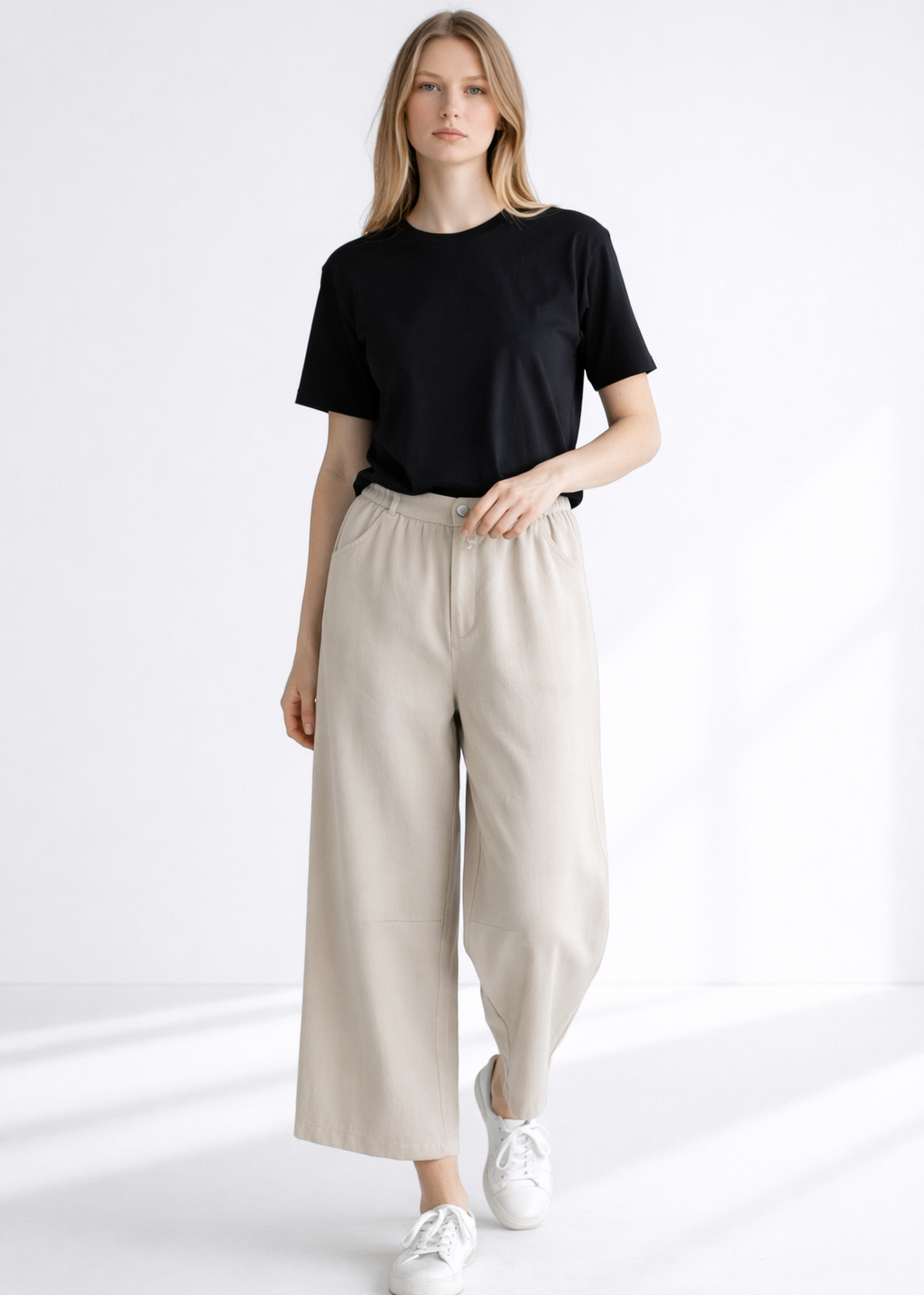 BARREL LEG COTTON TROUSER