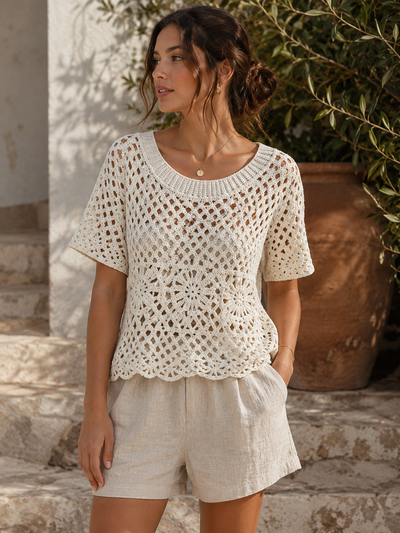 CROCHET HALF SLEEVE TOP