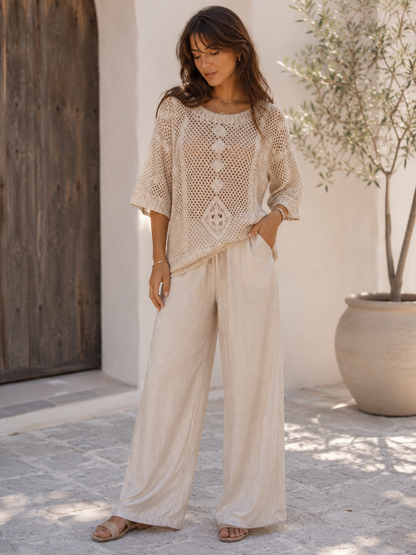 CROCHET HALF SLEEVE TOP