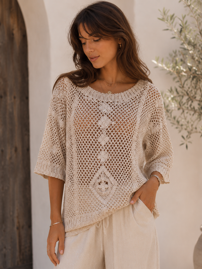 CROCHET HALF SLEEVE TOP