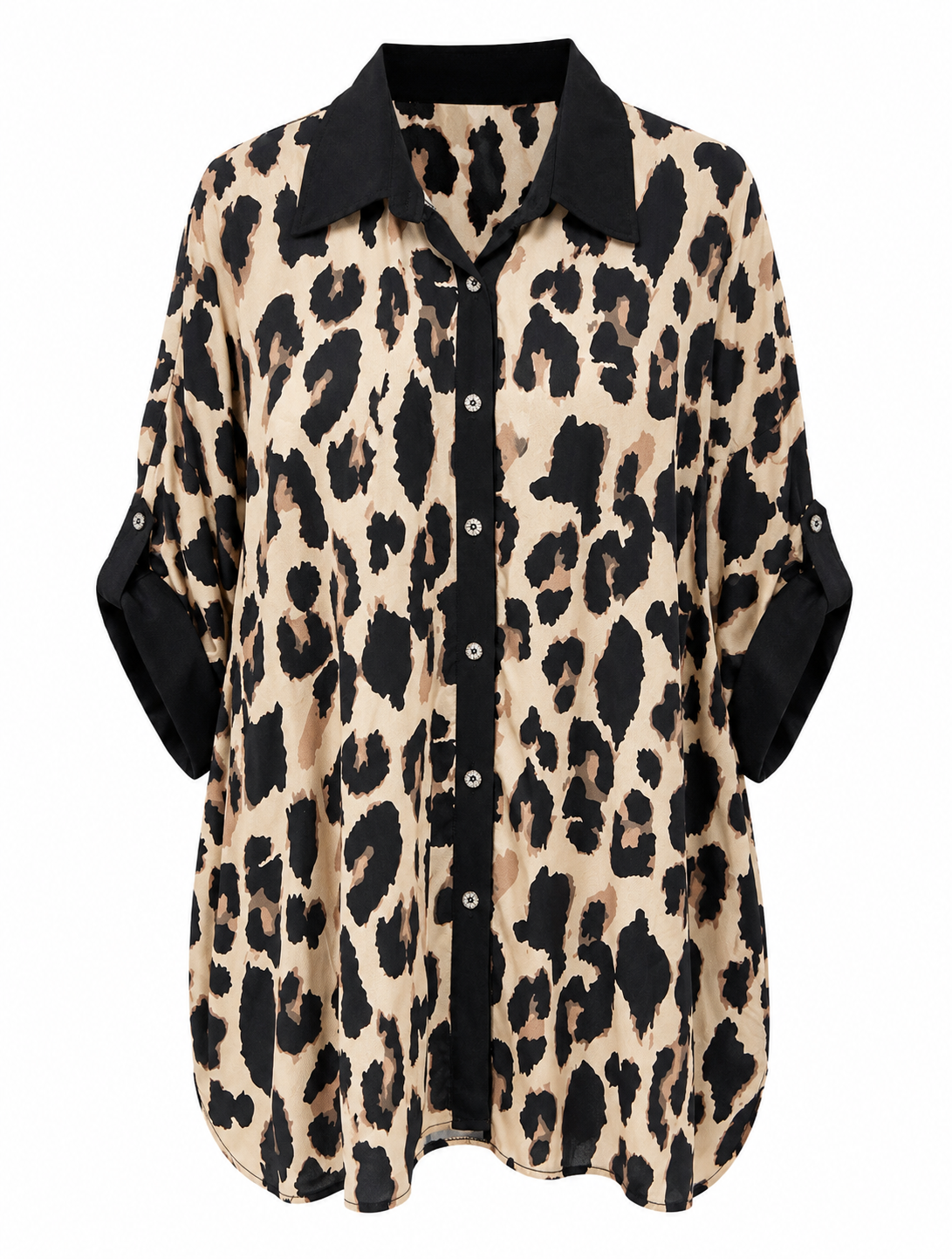 ANIMAL PRINT METALLIC BUTTONS SHIRT