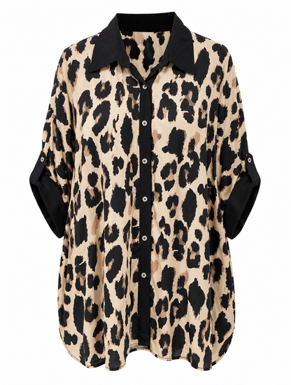 ANIMAL PRINT METALLIC BUTTONS SHIRT