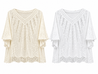 COTTON V-NECK BATWING TOP