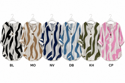 ABSTRACT PRINT ONE BUTTON COTTON TOP