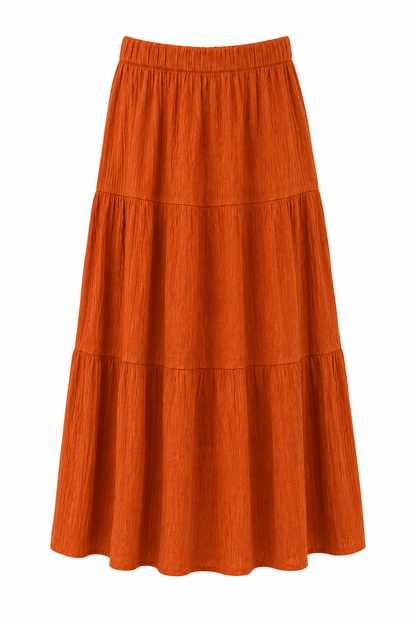 CRINKLE TIERED MAXI SKIRT