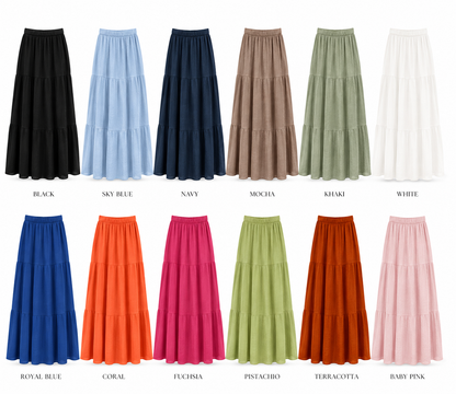 CRINKLE TIERED MAXI SKIRT