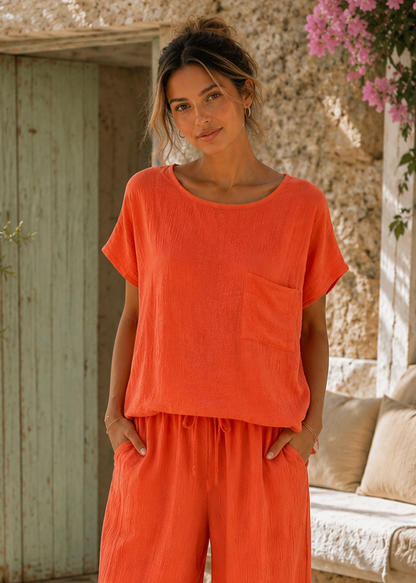 CRINKLE ONE POCKET TOP