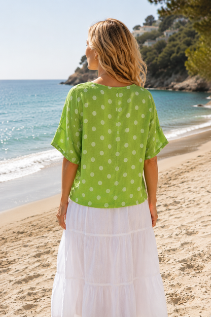 COTTON POLKA DOT NECKLACE TOP