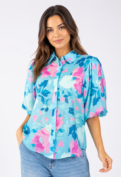 FLORAL PUFF SLEEVE BLOUSE [PK-8]