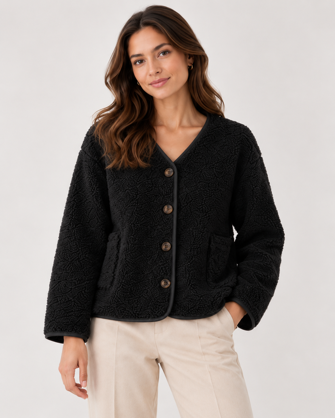 TEDDY FLEECE BUTTONED JACKET