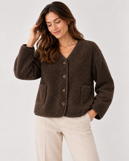 TEDDY FLEECE BUTTONED JACKET