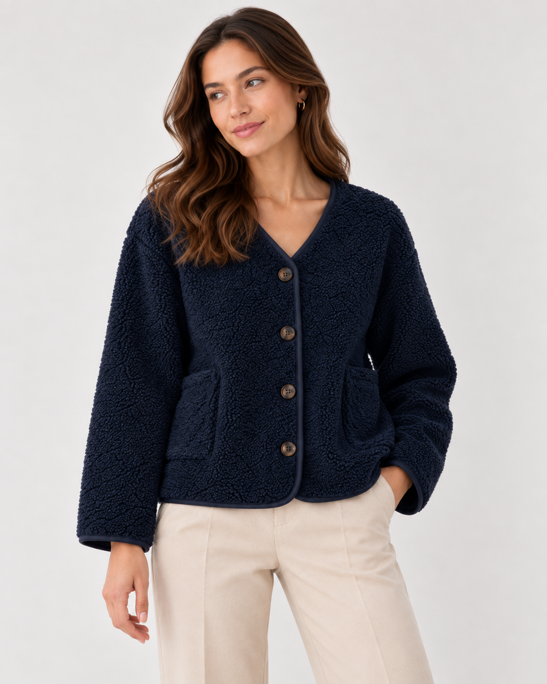 TEDDY FLEECE BUTTONED JACKET