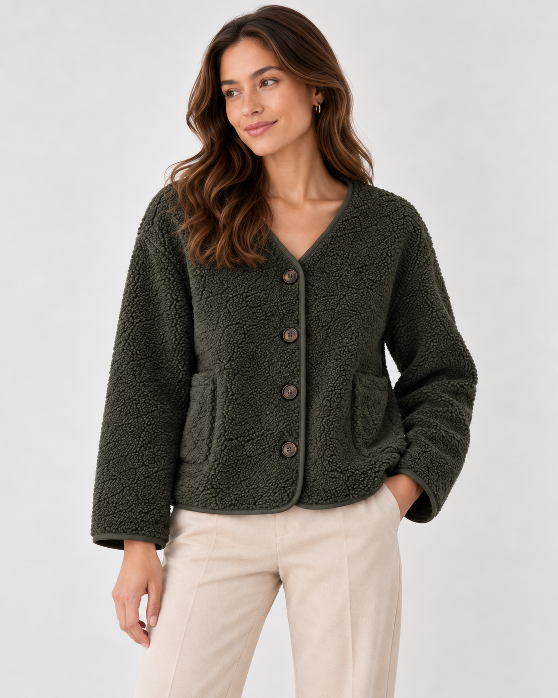 TEDDY FLEECE BUTTONED JACKET