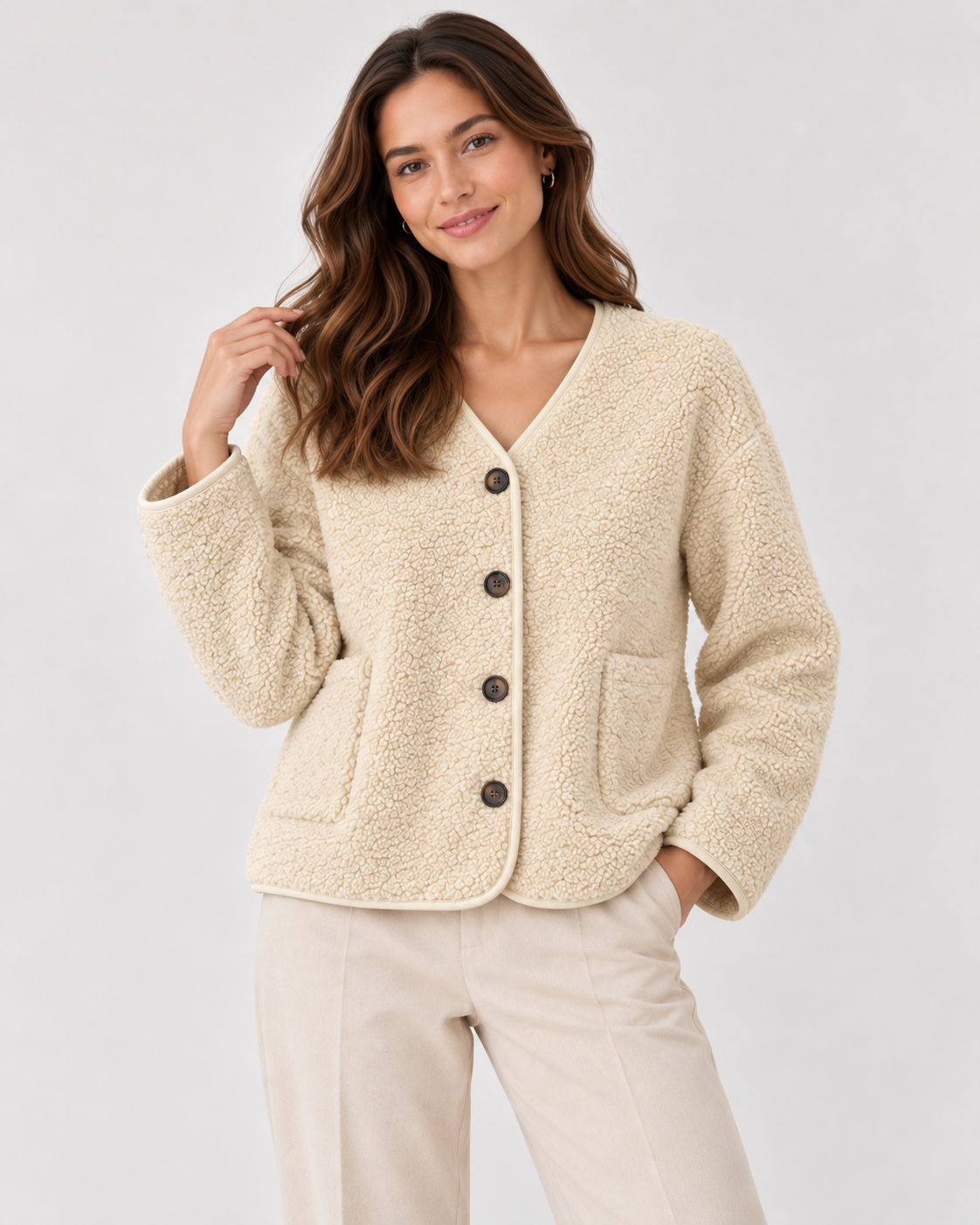TEDDY FLEECE BUTTONED JACKET