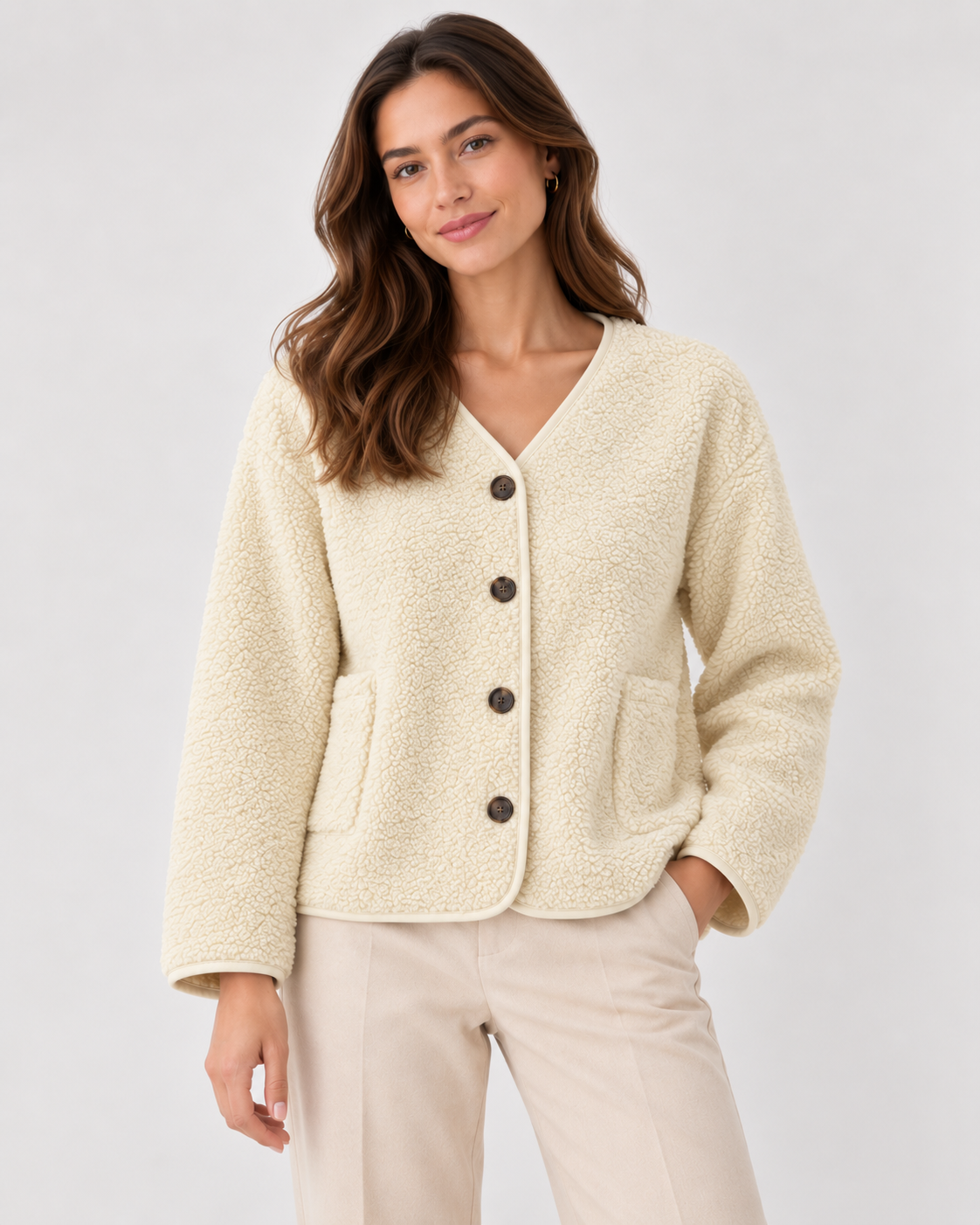 TEDDY FLEECE BUTTONED JACKET