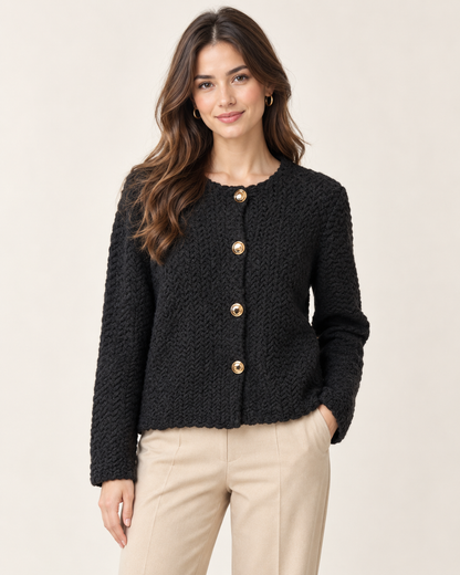 GOLD BUTTON TEXTURED CARDIGAN