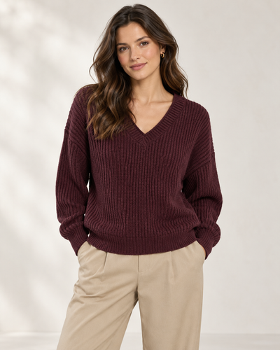 V-NECK TEXTURED JUMPER