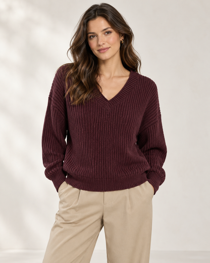 V-NECK TEXTURED JUMPER