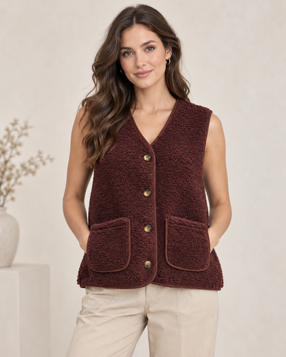 TEDDY FLEECE BUTTONED VEST