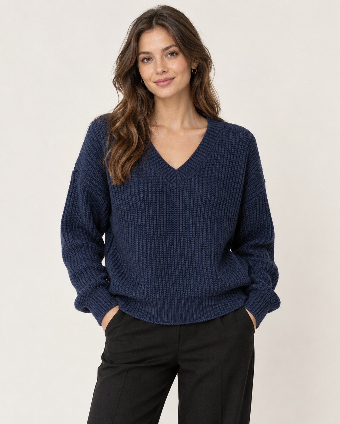 V-NECK TEXTURED JUMPER
