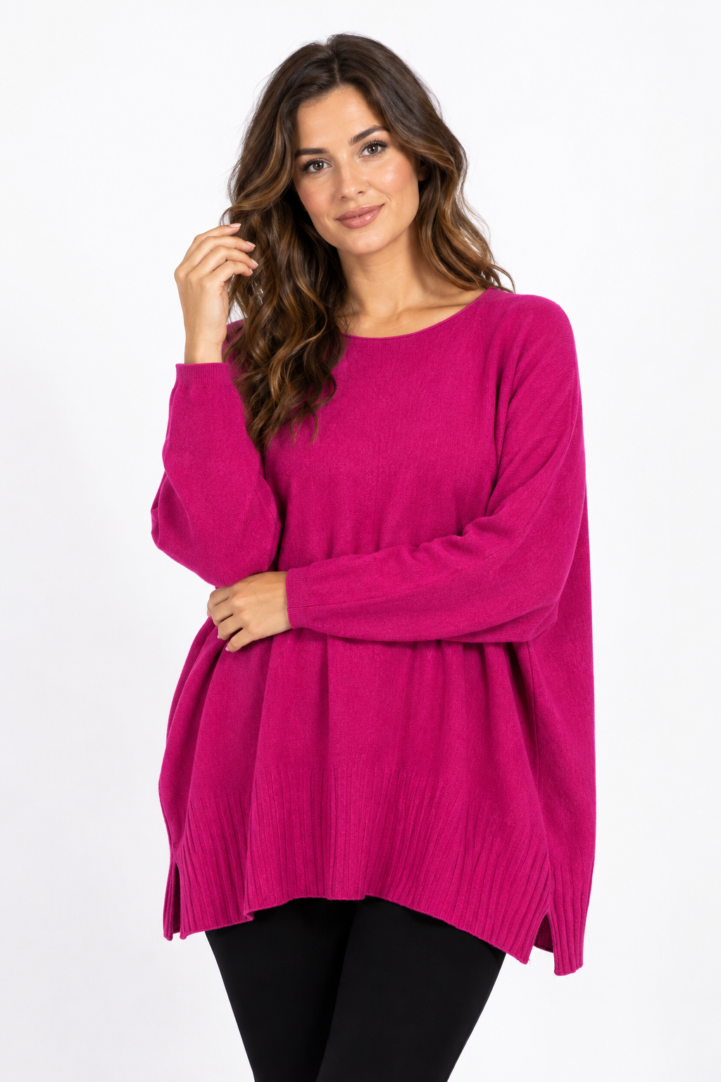 RELAXED FIT RIBBED BOTTOM JUMPER
