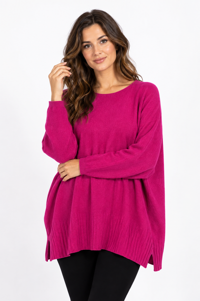 RELAXED FIT RIBBED BOTTOM JUMPER