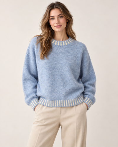 CONTRAST STITCH WOOL BLEND JUMPER